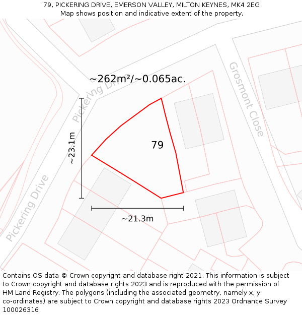 79, PICKERING DRIVE, EMERSON VALLEY, MILTON KEYNES, MK4 2EG: Plot and title map