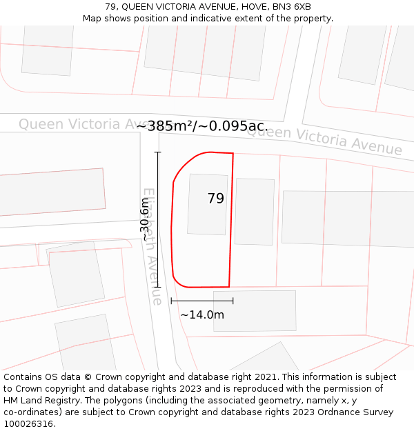 79, QUEEN VICTORIA AVENUE, HOVE, BN3 6XB: Plot and title map