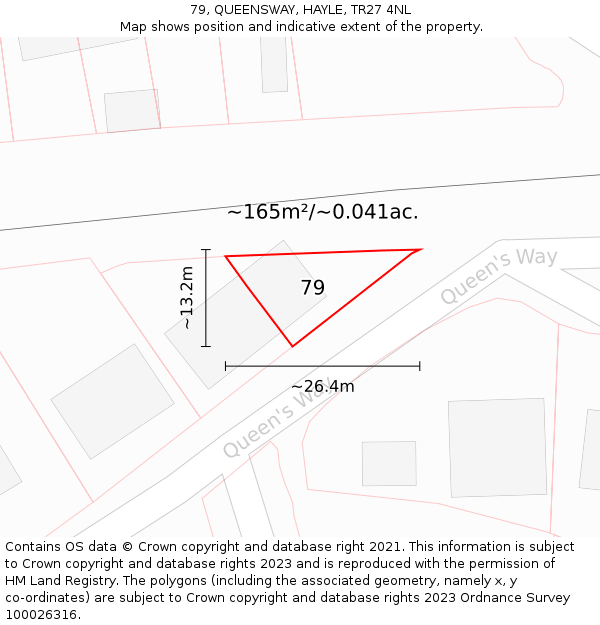 79, QUEENSWAY, HAYLE, TR27 4NL: Plot and title map