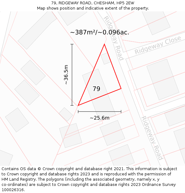 79, RIDGEWAY ROAD, CHESHAM, HP5 2EW: Plot and title map