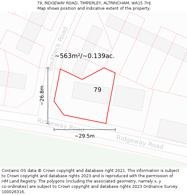 79, RIDGEWAY ROAD, TIMPERLEY, ALTRINCHAM, WA15 7HJ: Plot and title map