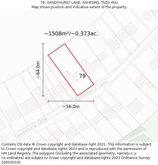 79, SANDYHURST LANE, ASHFORD, TN25 4NU: Plot and title map