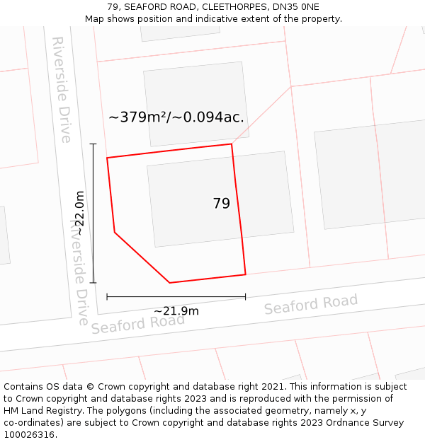 79, SEAFORD ROAD, CLEETHORPES, DN35 0NE: Plot and title map