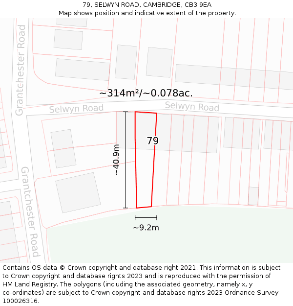 79, SELWYN ROAD, CAMBRIDGE, CB3 9EA: Plot and title map