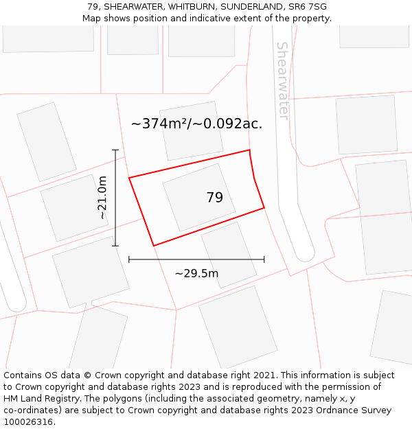 79, SHEARWATER, WHITBURN, SUNDERLAND, SR6 7SG: Plot and title map