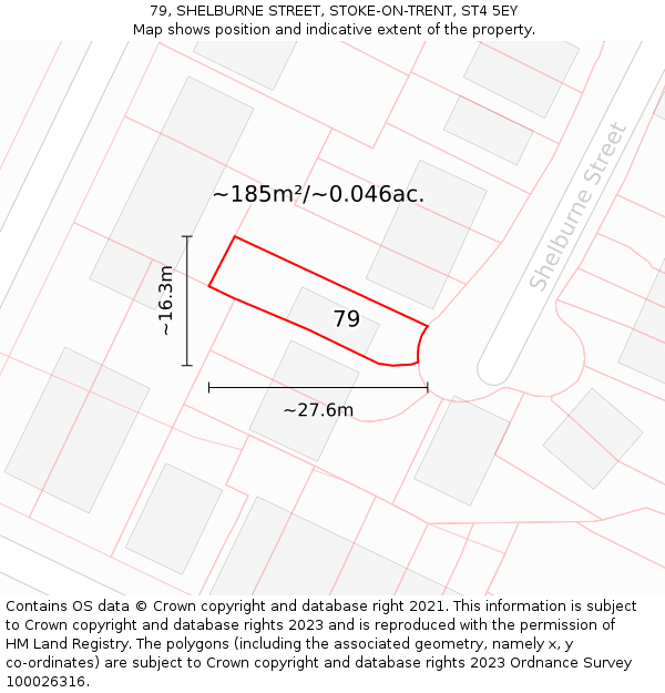 79, SHELBURNE STREET, STOKE-ON-TRENT, ST4 5EY: Plot and title map