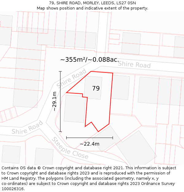 79, SHIRE ROAD, MORLEY, LEEDS, LS27 0SN: Plot and title map