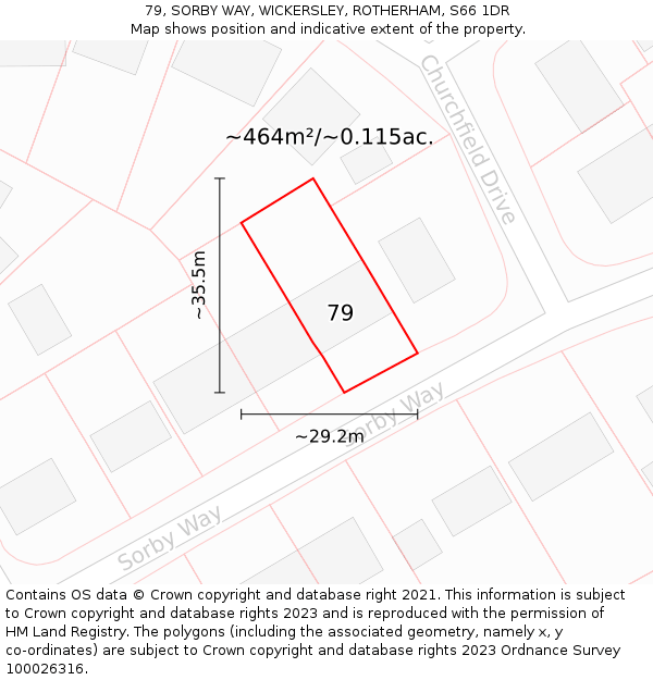 79, SORBY WAY, WICKERSLEY, ROTHERHAM, S66 1DR: Plot and title map