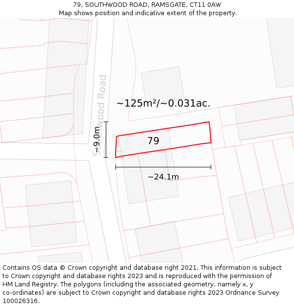 79, SOUTHWOOD ROAD, RAMSGATE, CT11 0AW: Plot and title map