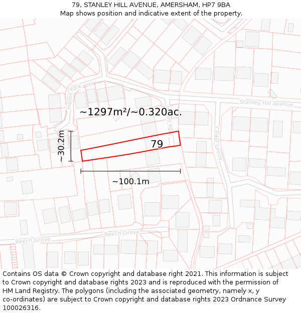 79, STANLEY HILL AVENUE, AMERSHAM, HP7 9BA: Plot and title map