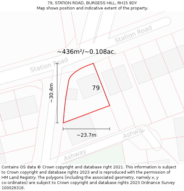 79, STATION ROAD, BURGESS HILL, RH15 9DY: Plot and title map