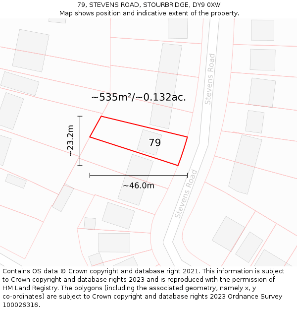 79, STEVENS ROAD, STOURBRIDGE, DY9 0XW: Plot and title map