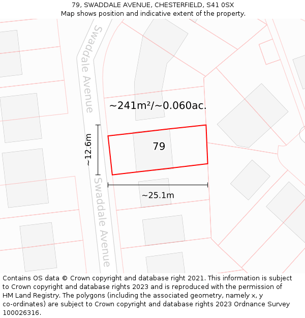 79, SWADDALE AVENUE, CHESTERFIELD, S41 0SX: Plot and title map