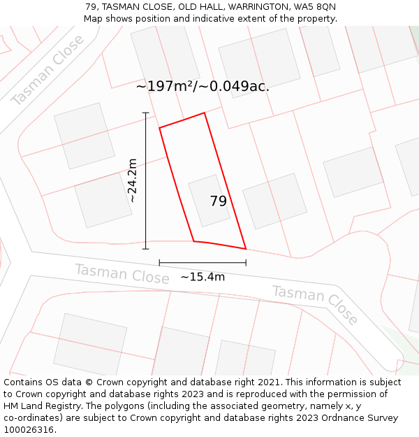 79, TASMAN CLOSE, OLD HALL, WARRINGTON, WA5 8QN: Plot and title map