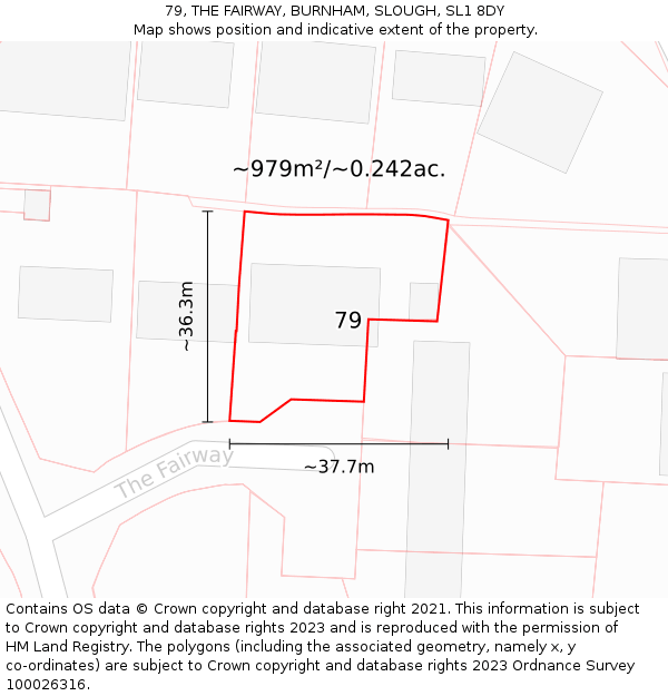 79, THE FAIRWAY, BURNHAM, SLOUGH, SL1 8DY: Plot and title map