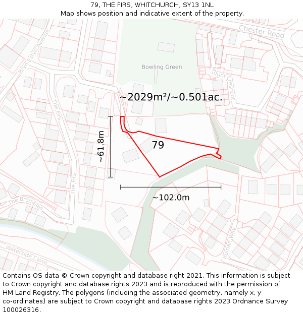 79, THE FIRS, WHITCHURCH, SY13 1NL: Plot and title map