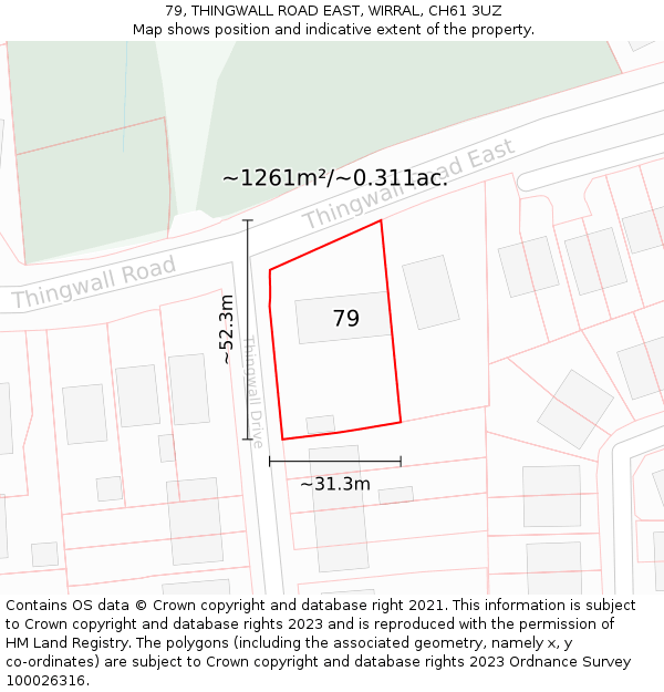 79, THINGWALL ROAD EAST, WIRRAL, CH61 3UZ: Plot and title map