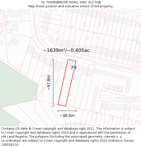 79, THORNBRIDGE ROAD, IVER, SL0 0QB: Plot and title map