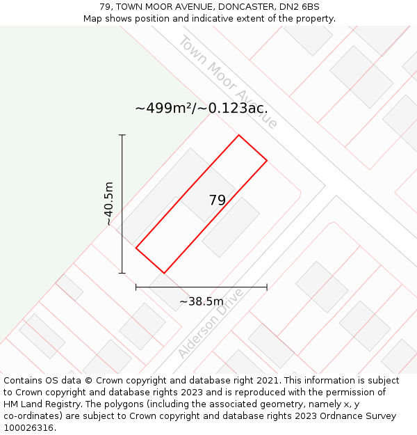 79, TOWN MOOR AVENUE, DONCASTER, DN2 6BS: Plot and title map