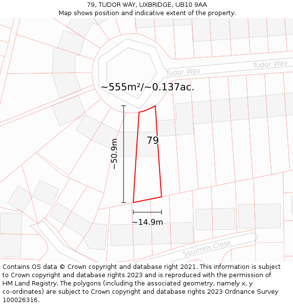 79, TUDOR WAY, UXBRIDGE, UB10 9AA: Plot and title map