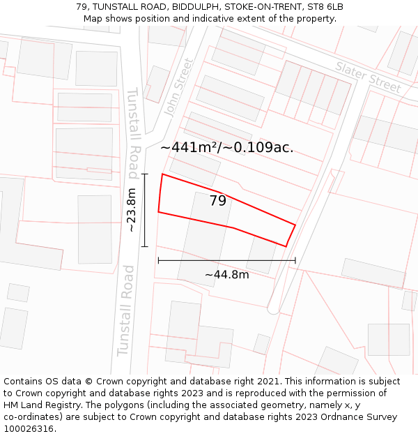 79, TUNSTALL ROAD, BIDDULPH, STOKE-ON-TRENT, ST8 6LB: Plot and title map