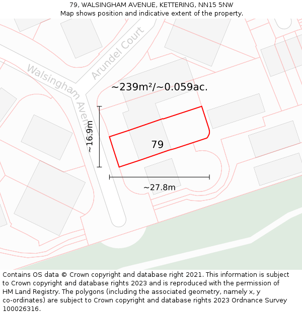 79, WALSINGHAM AVENUE, KETTERING, NN15 5NW: Plot and title map