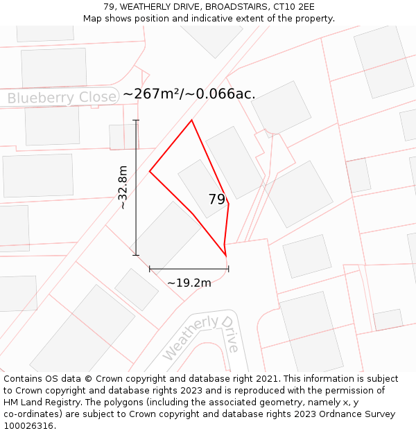 79, WEATHERLY DRIVE, BROADSTAIRS, CT10 2EE: Plot and title map