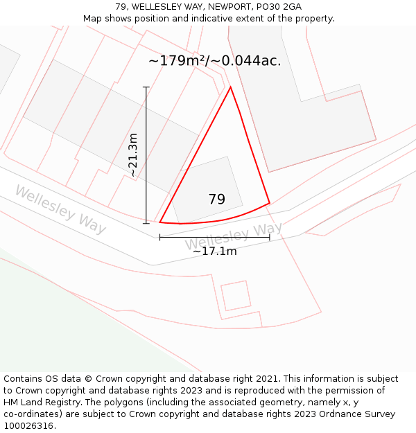 79, WELLESLEY WAY, NEWPORT, PO30 2GA: Plot and title map