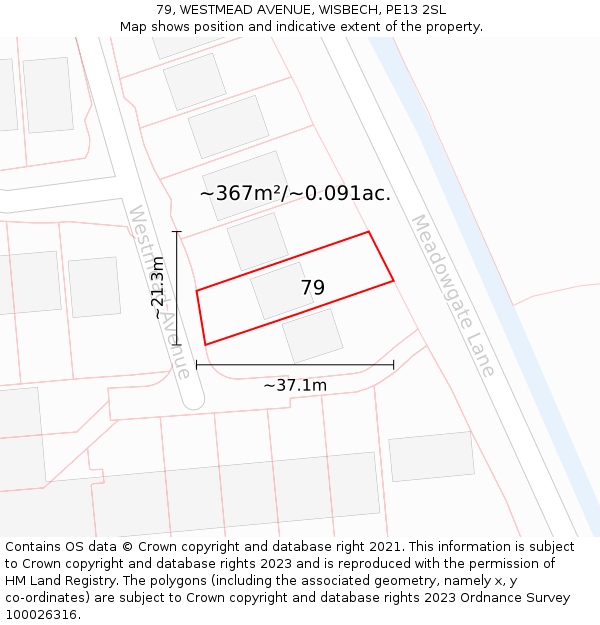 79, WESTMEAD AVENUE, WISBECH, PE13 2SL: Plot and title map