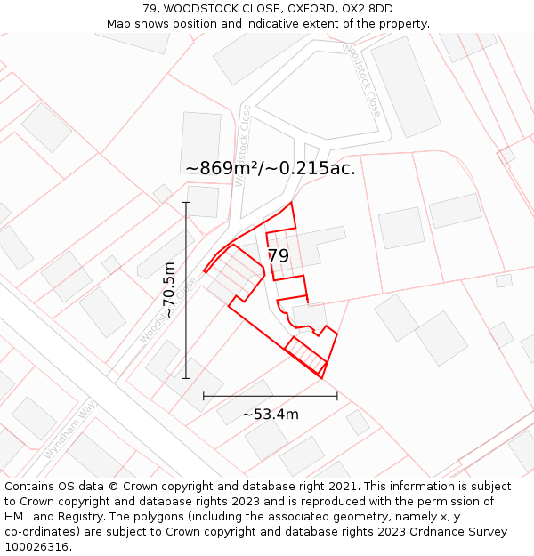 79, WOODSTOCK CLOSE, OXFORD, OX2 8DD: Plot and title map