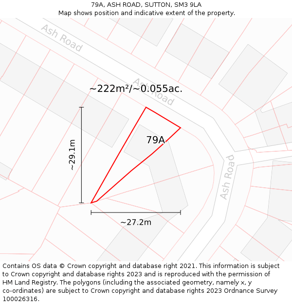 79A, ASH ROAD, SUTTON, SM3 9LA: Plot and title map