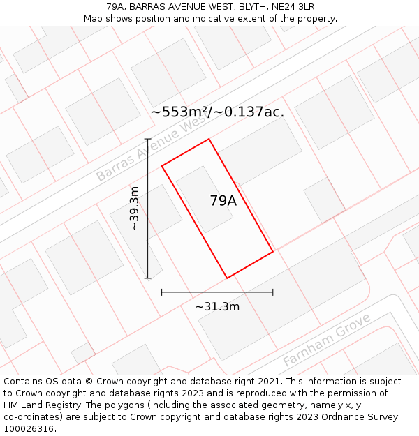 79A, BARRAS AVENUE WEST, BLYTH, NE24 3LR: Plot and title map