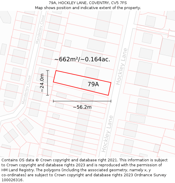 79A, HOCKLEY LANE, COVENTRY, CV5 7FS: Plot and title map