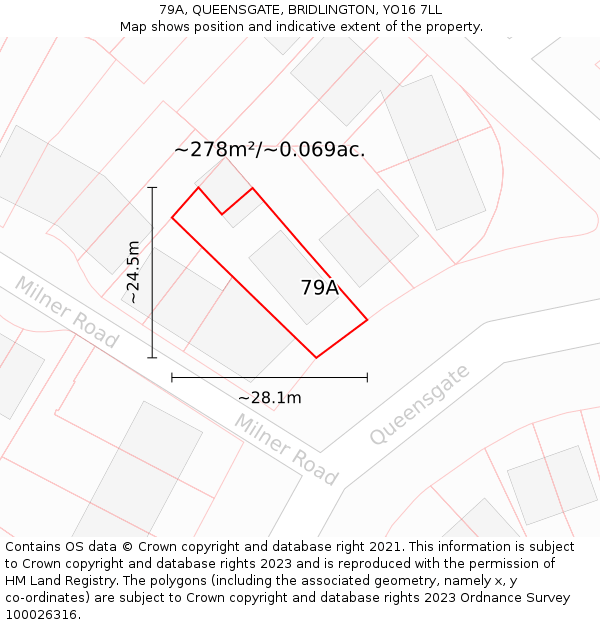 79A, QUEENSGATE, BRIDLINGTON, YO16 7LL: Plot and title map