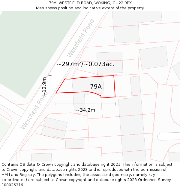 79A, WESTFIELD ROAD, WOKING, GU22 9PX: Plot and title map