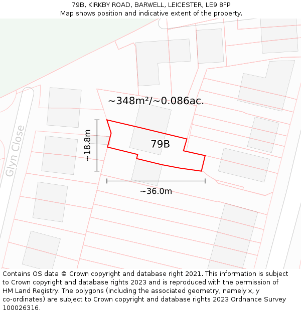 79B, KIRKBY ROAD, BARWELL, LEICESTER, LE9 8FP: Plot and title map