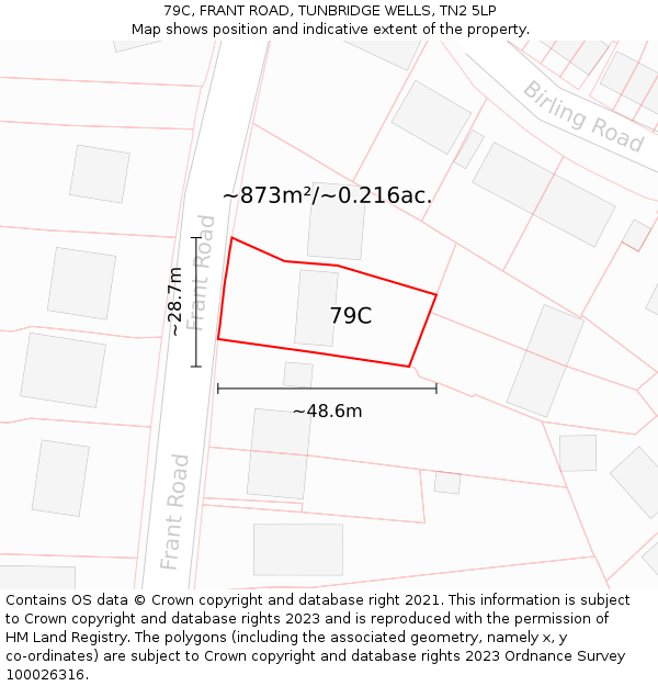 79C, FRANT ROAD, TUNBRIDGE WELLS, TN2 5LP: Plot and title map