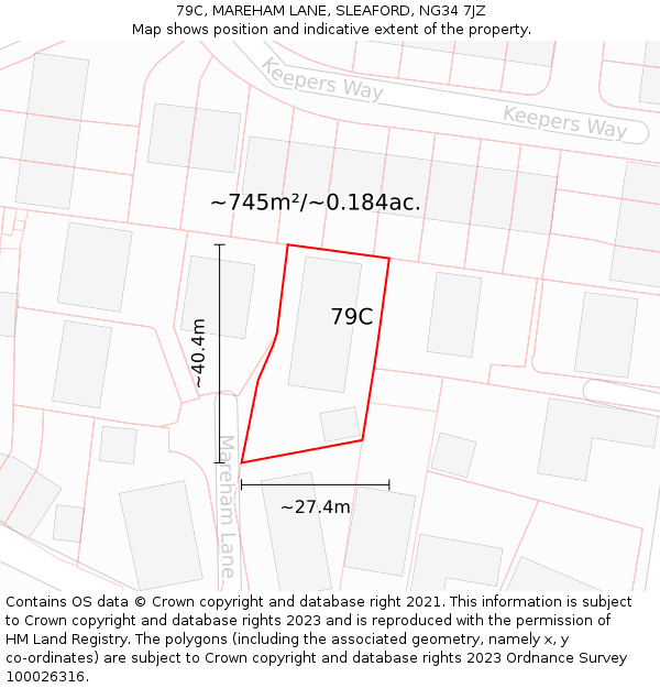 79C, MAREHAM LANE, SLEAFORD, NG34 7JZ: Plot and title map