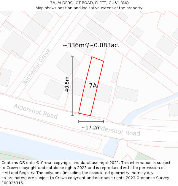 7A, ALDERSHOT ROAD, FLEET, GU51 3NQ: Plot and title map