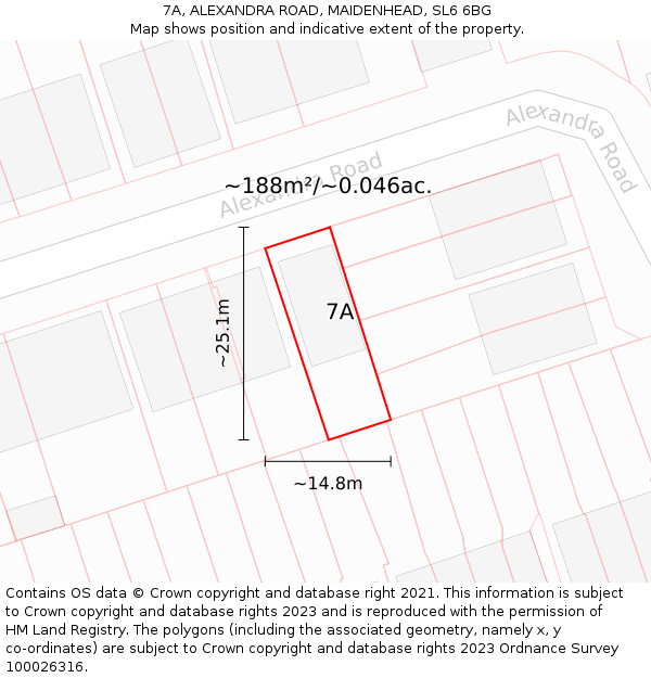 7A, ALEXANDRA ROAD, MAIDENHEAD, SL6 6BG: Plot and title map