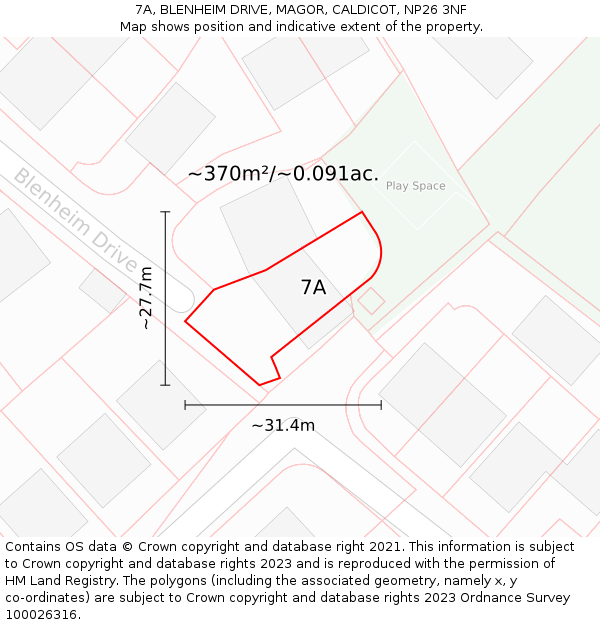 7A, BLENHEIM DRIVE, MAGOR, CALDICOT, NP26 3NF: Plot and title map