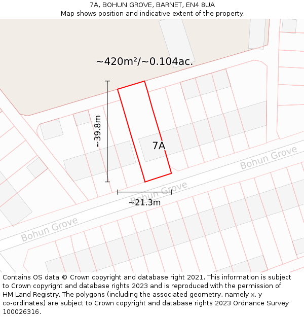 7A, BOHUN GROVE, BARNET, EN4 8UA: Plot and title map