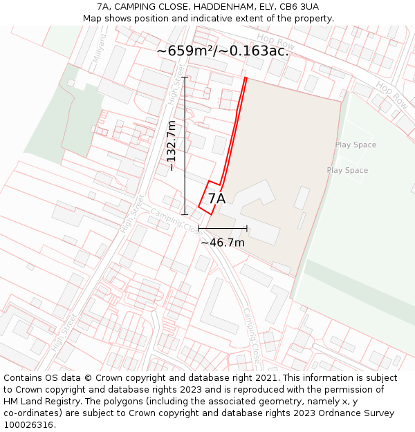 7A, CAMPING CLOSE, HADDENHAM, ELY, CB6 3UA: Plot and title map