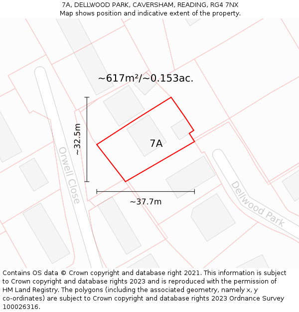7A, DELLWOOD PARK, CAVERSHAM, READING, RG4 7NX: Plot and title map