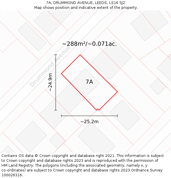 7A, DRUMMOND AVENUE, LEEDS, LS16 5JZ: Plot and title map