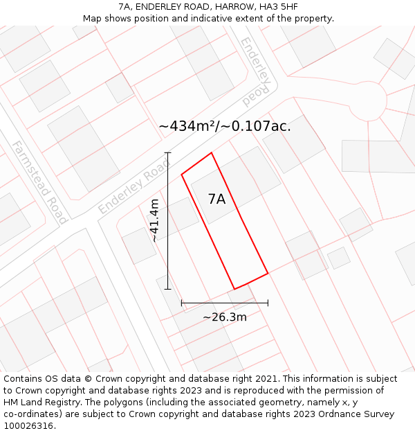 7A, ENDERLEY ROAD, HARROW, HA3 5HF: Plot and title map