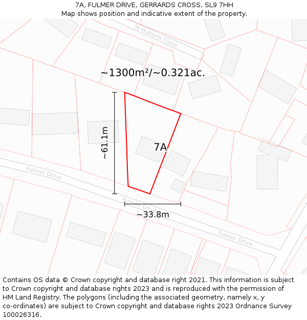 7A, FULMER DRIVE, GERRARDS CROSS, SL9 7HH: Plot and title map