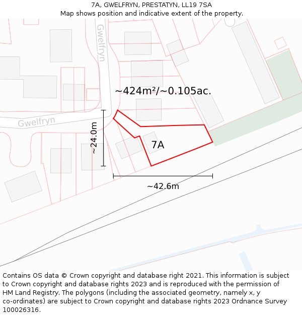 7A, GWELFRYN, PRESTATYN, LL19 7SA: Plot and title map