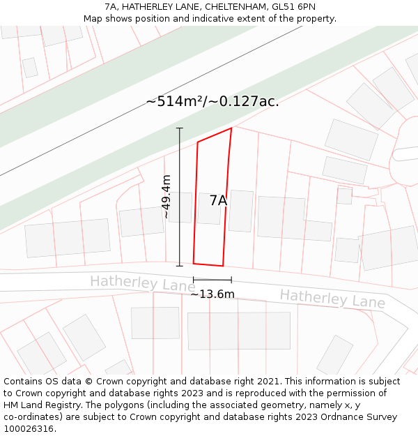 7A, HATHERLEY LANE, CHELTENHAM, GL51 6PN: Plot and title map