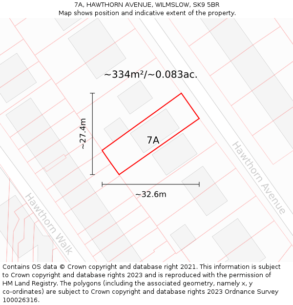 7A, HAWTHORN AVENUE, WILMSLOW, SK9 5BR: Plot and title map